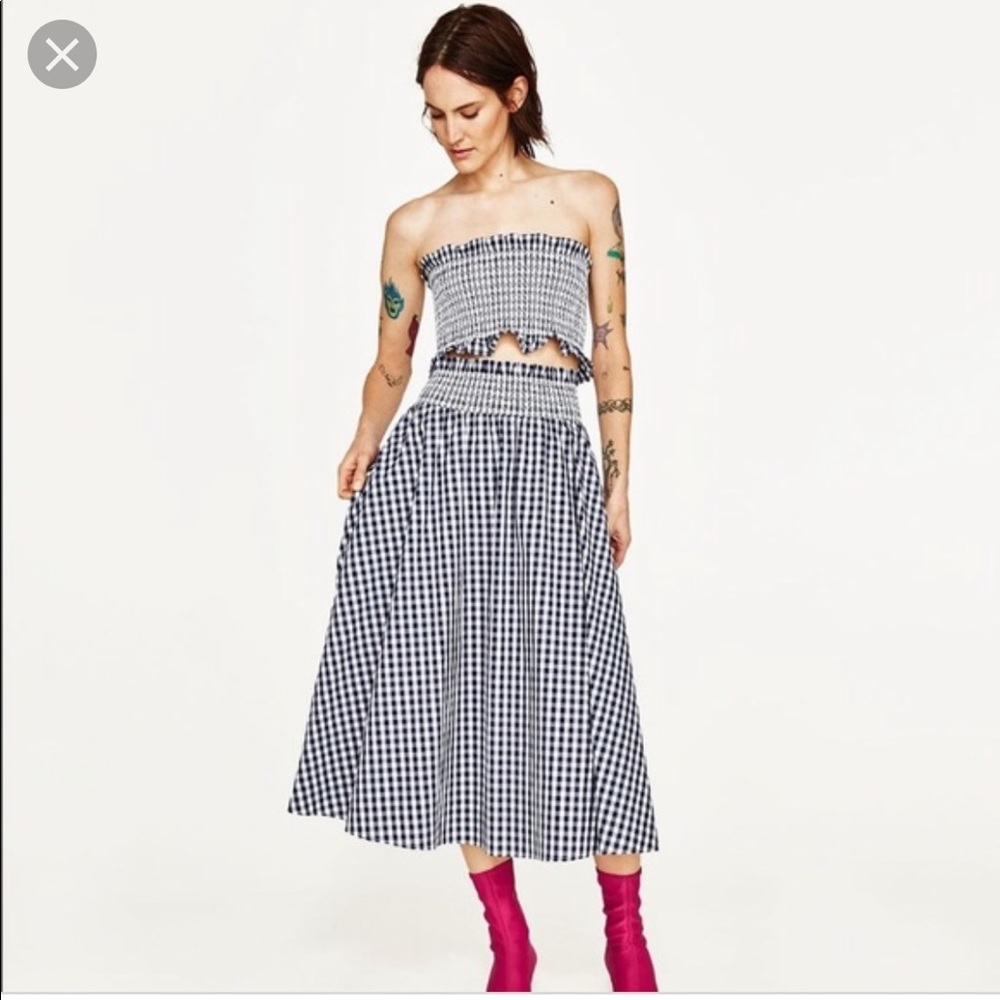 Gingham Check Zara Midi Skirt